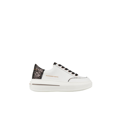 Sneakers Donna Lancaster con tomaia in pelle ed inserto posteriore laminato animalier